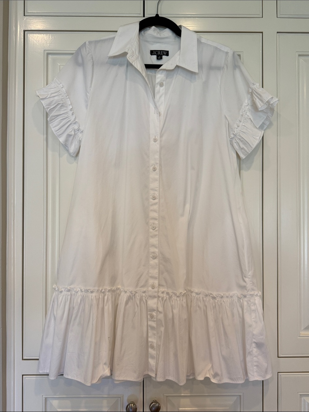 JCrew white ruffle dress